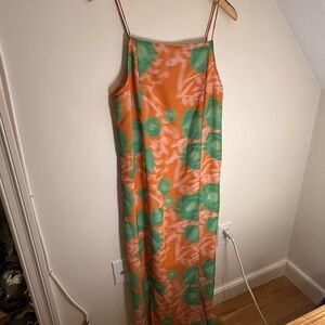 Ganni Printed Light Crepe Dress | Vibrant Orange